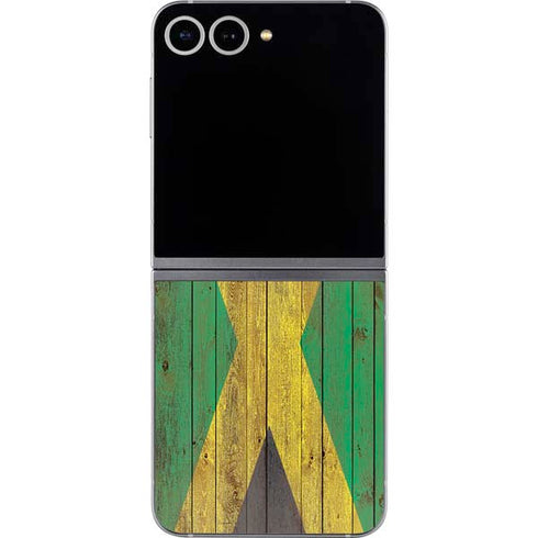 Jamaican Flag Dark Wood Galaxy Z Flip6 Skin